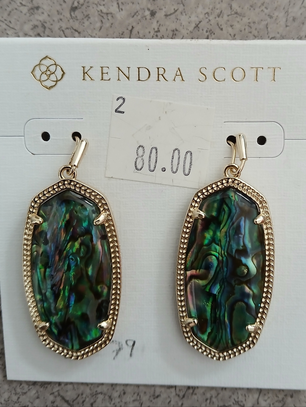 Kendra Scott Gold Abalone Elongated Drop Earrings